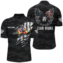 Load image into Gallery viewer, Personalized Camouflage US Flag Billiard Balls Shirts For Men, Funny Billiard 8 Ball Wings Jerseys VHM1197