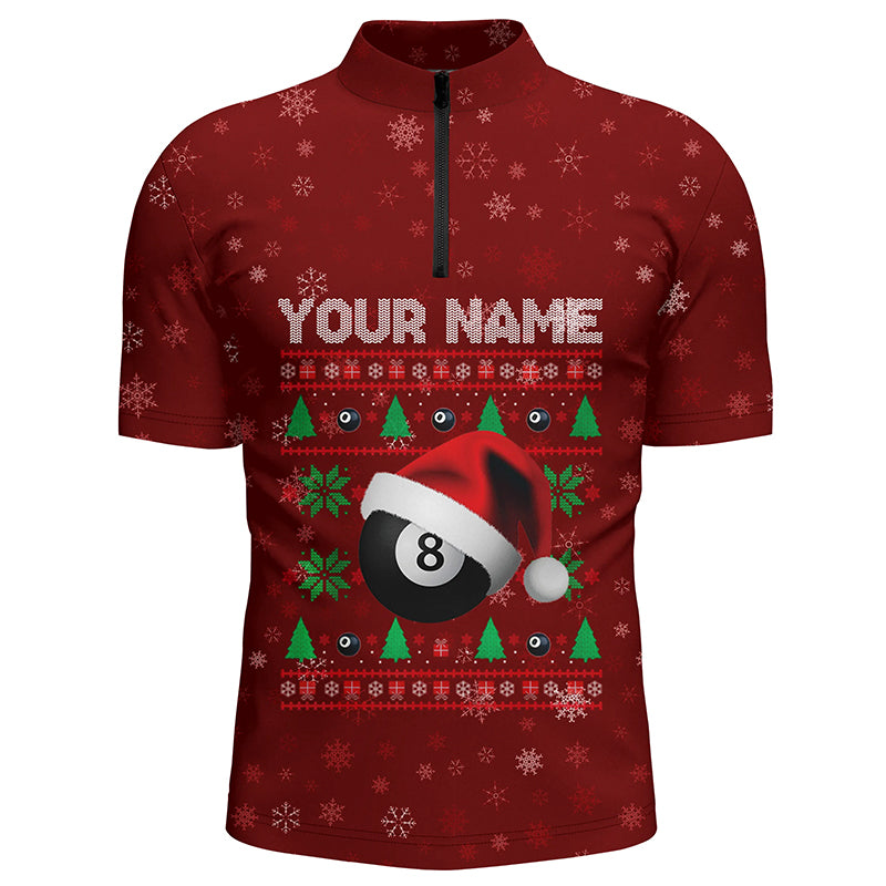 Personalized Ugly Christmas Billiard Quarter-Zip Shirts For Men Custom ...