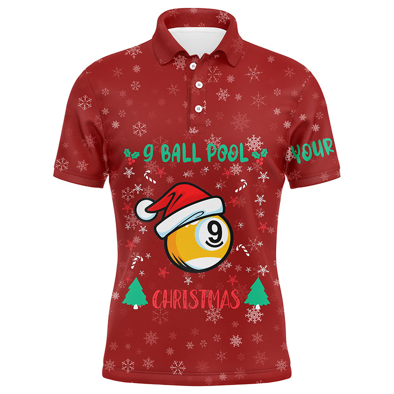 Personalized Christmas Billiard 9 Ball Pool Polo Shirts For Men, 9 Ball Pool Christmas Shirts VHM0674