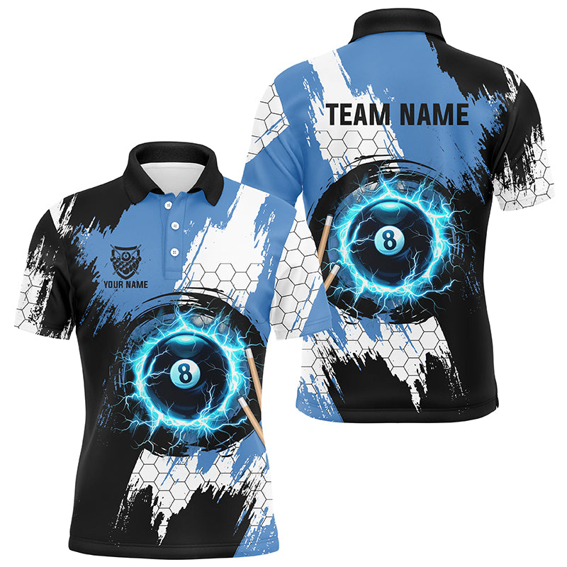 Personalized Black Blue Lightning 8 Ball Billiards 3D Shirts For Men 8 Ball Pool Team Jerseys VHM1177