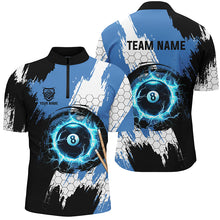 Load image into Gallery viewer, Personalized Black Blue Lightning 8 Ball Billiards 3D Shirts For Men 8 Ball Pool Team Jerseys VHM1177