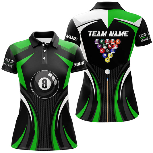 Personalized Less Talkin And More Chalkin Billiard Balls Polo Shirts For Women, 8 Ball Pool Jerseys VHM0500