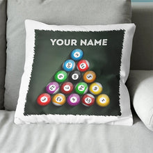 Load image into Gallery viewer, Personalized Pool Balls Pillow Custom 8 Ball Throw Pillow Billiard Gifts VHM0834