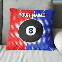 Load image into Gallery viewer, Personalized Blue Red 8 Ball Billiard Pillow Custom Pool Billiards Gifts VHM0841