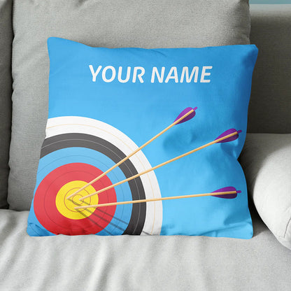 Personalized Blue 3D Target Archery Throw Pillows Best Gifts For Archery VHM0846