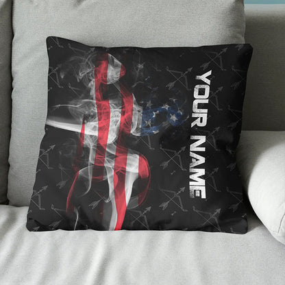 Personalized Smoke US Flag Bow Archery Pillow Custom Pillow Archery Gift VHM0848