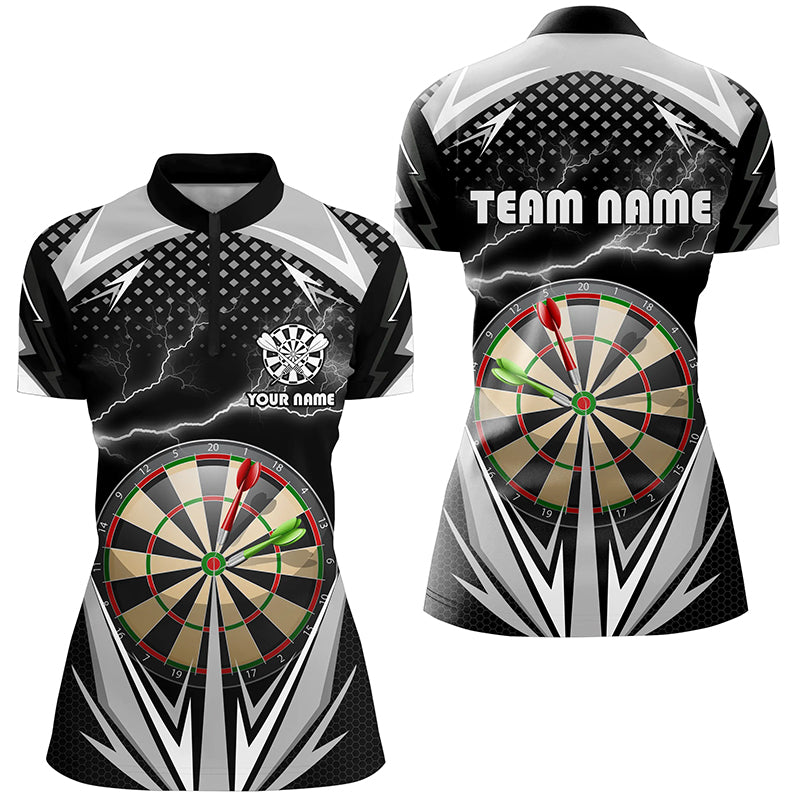 Personalized Thunder Black Dart Board Quarter-Zip Shirts Custom Dart Jerseys For Women Dart Shirts VHM1107