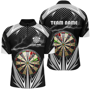 Personalized Thunder Black Dart Board Quarter-Zip Shirts Custom Dart Jerseys For Men Dart Shirts VHM1107