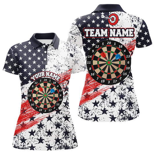 Personalized American Flag Womens Darts Polo Shirts Custom Dart Shirts For Women Dart Team Jerseys VHM1109