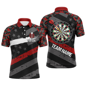 Personalized Red Camo American Flag Darts Polo Shirts Custom Patriotic Dart Jerseys For Men VHM1113