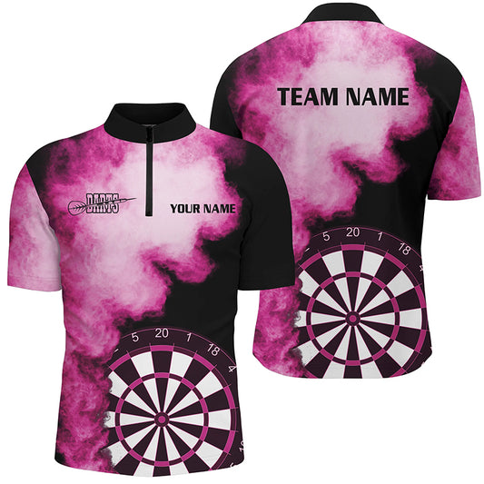 Personalized Pink Flame Mens Darts Quarter-Zip Shirts Custom Dart Jerseys For Men Dart Team Shirts VHM1115
