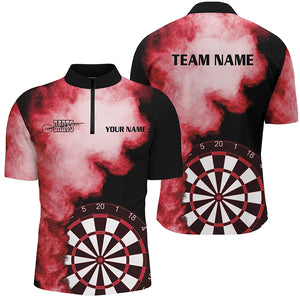 Personalized Flame Red Mens Darts Quarter-Zip Shirts Custom Dart Jerseys For Men Dart Team Shirts VHM1117