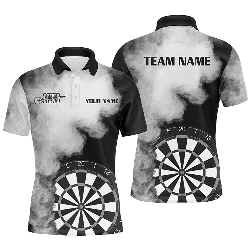 Personalized Black White Flame Mens Darts Polo Shirts Custom Dart Jerseys For Men Dart Team Shirts VHM1119