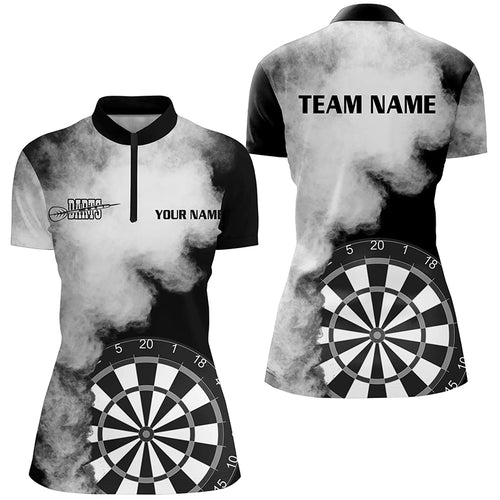 Personalized Black White Fire Dart Quarter-Zip Shirts Custom Dart Jerseys For Women Dart Team Shirts VHM1119
