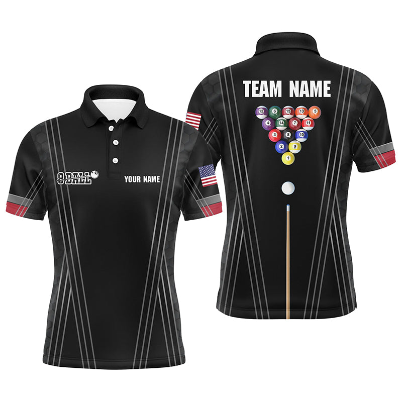 Personalized Billiard 8 Ball Pool Player Polo Shirts For Men, Custom Name Billiard Balls Jerseys VHM0081