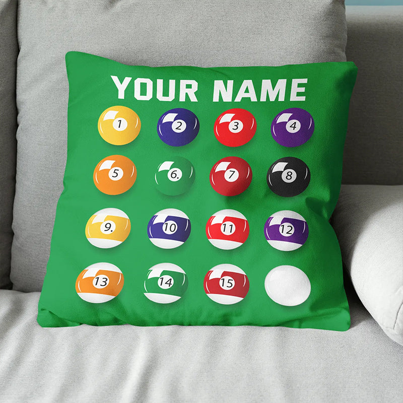 Personalized Billiard Balls Pillow Custom Throw Pillow Top Billiard Gift VHM0890