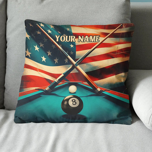 Personalized US Flag 8 Ball Billiard Pillow, Throw Pillow Billiard Gifts VHM0902