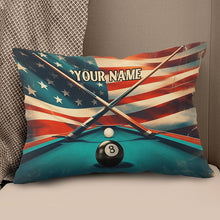 Load image into Gallery viewer, Personalized US Flag 8 Ball Billiard Pillow, Throw Pillow Billiard Gifts VHM0902