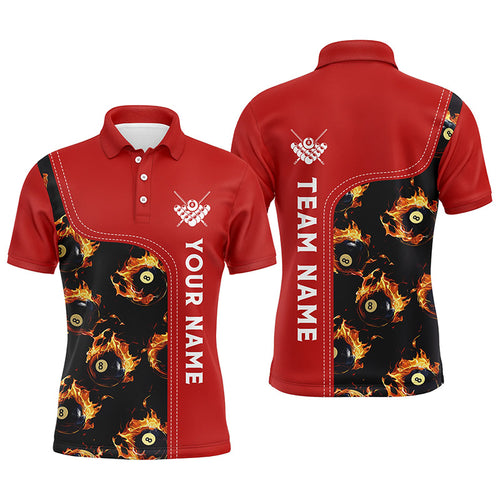 Personalized Flame Red 8 Ball Pool Polo Shirts Custom Billiard Shirts For Men Billiard Team Jerseys VHM1137
