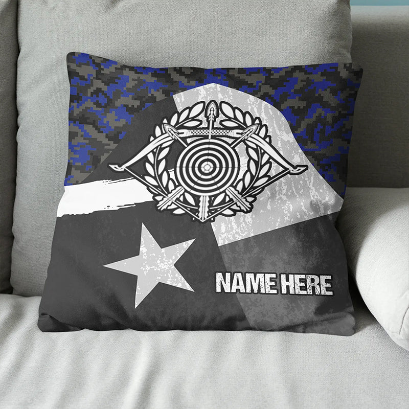 Personalized Blue Retro Texas Flag Archery Pillow Gift For Archery Lover VHM0911