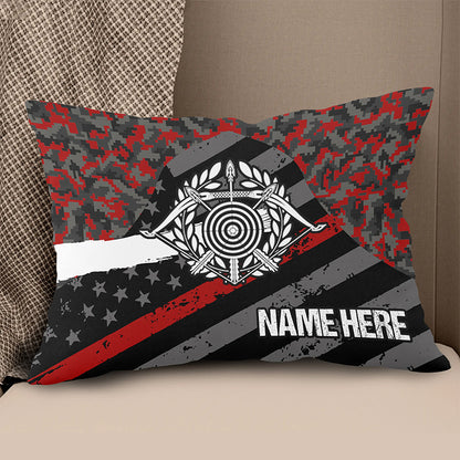Personalized Red Retro US Flag Archery Pillow Gifts For Archery Lovers VHM0912