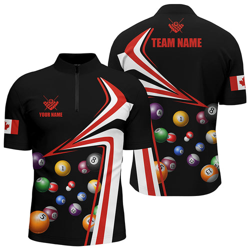 Personalized Canadian Flag Billiard Balls Quarter-Zip Shirts For Men Custom 8 Ball Pool Team Shirts VHM0754