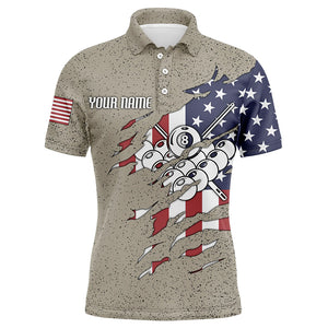 Personalized Billiard Retro Camouflage Flag Polo Shirts For Men, Custom Billiard Jerseys VHM0006