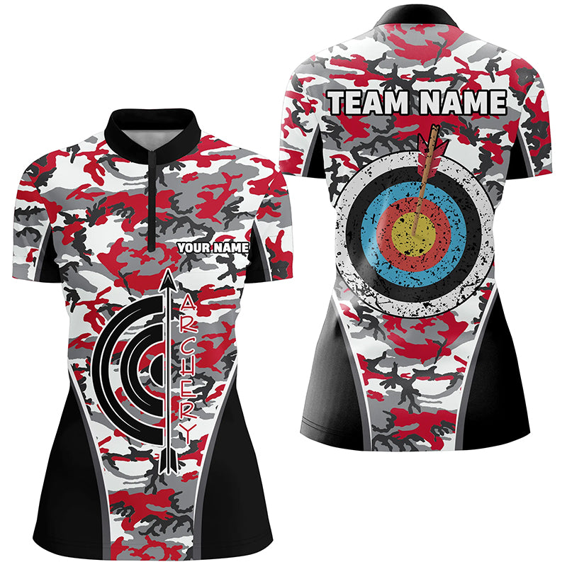 Personalized Camo Target Archery QuarterZip Shirts For Women Archery