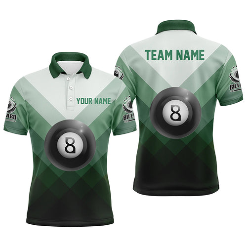Personalized Billiard Ball 8 Green Sport Style Polo Shirts For Men Custom Billiard Jerseys VHM0011