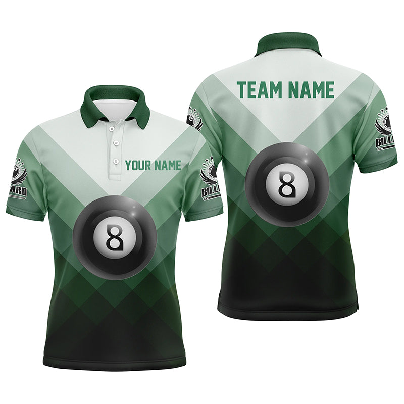 Personalized Billiard Ball 8 Green Sport Style Polo Shirts For Men Custom Billiard Jerseys VHM0011