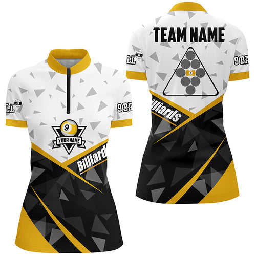 Personalized 9 Ball Pool Quarter-Zip Shirts For Women, Custom Billiard Balls 9 Ball Team Shirts VHM0591