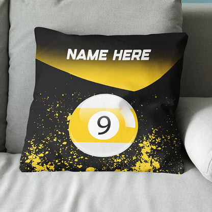 Personalized Yellow 9 Ball Billiard Pillow Custom Gifts For Pool Players VHM0926