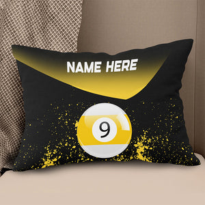 Personalized Yellow 9 Ball Billiard Pillow Custom Gifts For Pool Players VHM0926