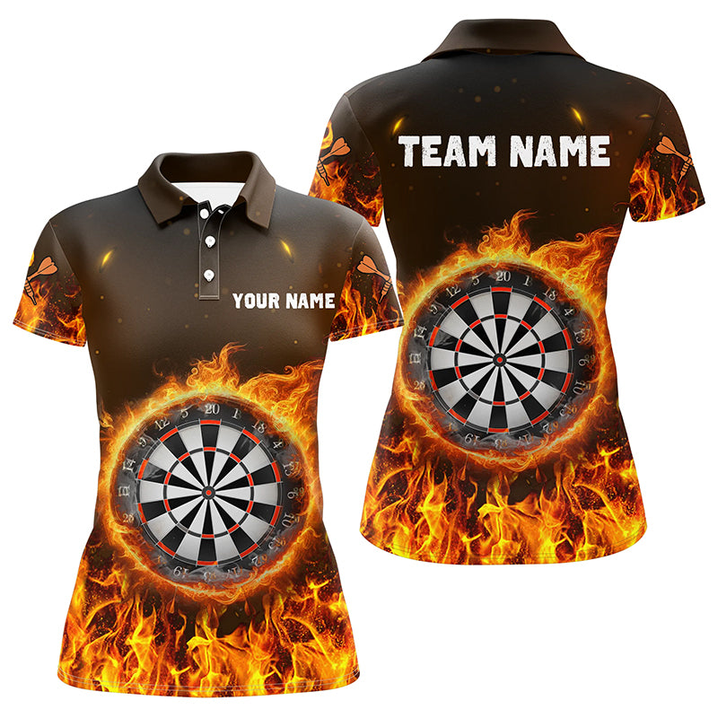Personalized Fire Flame Dartboard Dart 3D Polo Shirts For Women, Dart Shirt Custom Women Dart Jerseys VHM1082