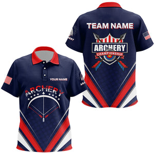 Personalized Arrow Bow Archery Polo Shirts For Kids, Custom US Flag Archery Championship Shirts VHM0601