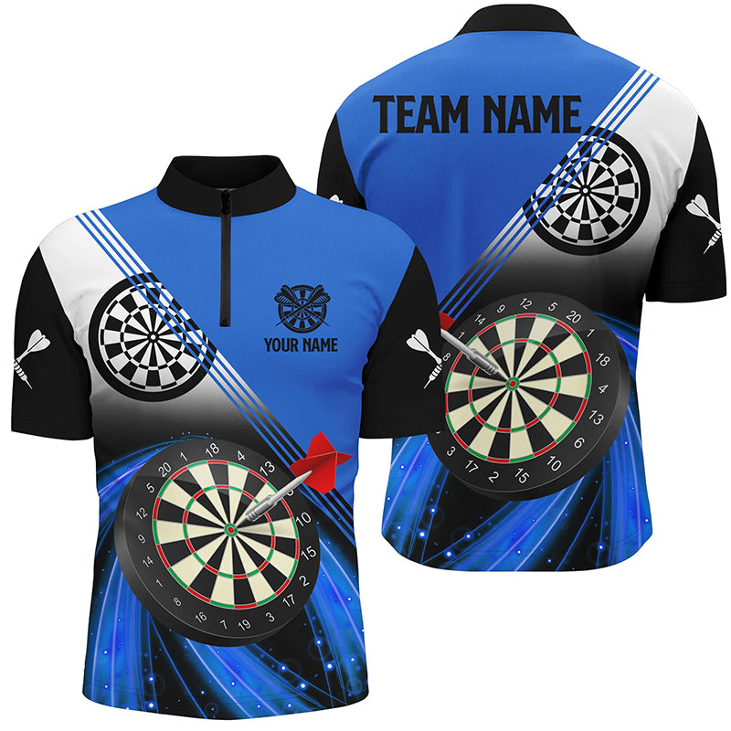 Personalized Blue Darts Quarter-Zip Shirts For Men, Dart Team Jerseys ...