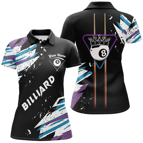 Personalized Customized Billiard Cue Crown 8 Ball Pool Paint Colors Billiard Polo Shirts For Women VHM0018