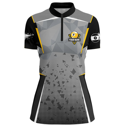 Personalized Billiard 9 Ball Pool Quarter-Zip Shirts For Women, Custom 9 Ball Pool Team Shirts VHM0769