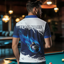 Load image into Gallery viewer, Personalized Fire 8 Ball Pool Billiards Shirts For Men, Blue Billiard Jerseys Custom Pool Team Shirt VHM1204