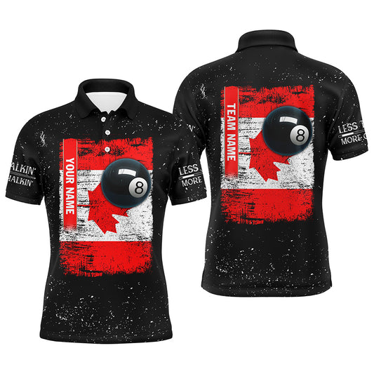 Personalized Canadian Flag Patriotic 8 Ball Pool Billiard Polo Shirts For Men, Billiard Jerseys VHM0646