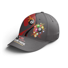 Load image into Gallery viewer, Personalized Billiards Balls Fire And Water 8 Ball Billiard Hats Cap, Custom Red Grey Billiards Hat VHM0478