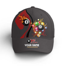 Load image into Gallery viewer, Personalized Billiards Balls Fire And Water 8 Ball Billiard Hats Cap, Custom Red Grey Billiards Hat VHM0478