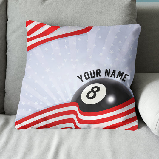 Personalized US Flag 8 Ball Billiard Pillow Custom Pillow Billiard Gifts VHM0826
