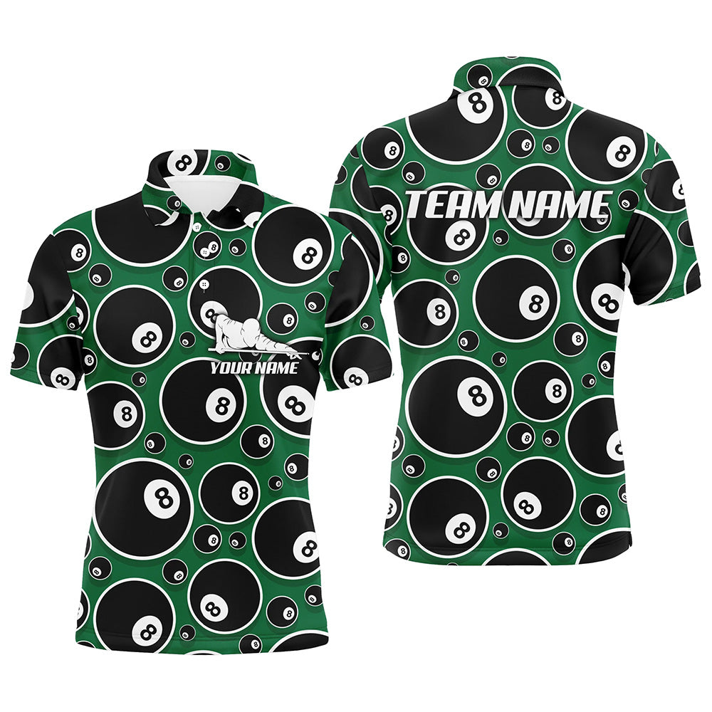 Personalized Billiard Pool 8 Ball Pattern Polo Shirts For Men, Custom Player Billiards Jerseys VHM0072