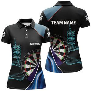 Personalized Blue Black 3D Womens Darts Polo Shirts Custom Dart Jerseys For Women Dart Team Shirts VHM1111