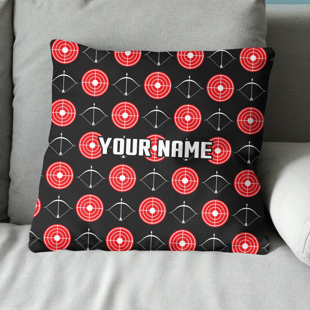 Personalized Red Target And Bow Archery Pillow Custom Archery Gift Ideas VHM0871