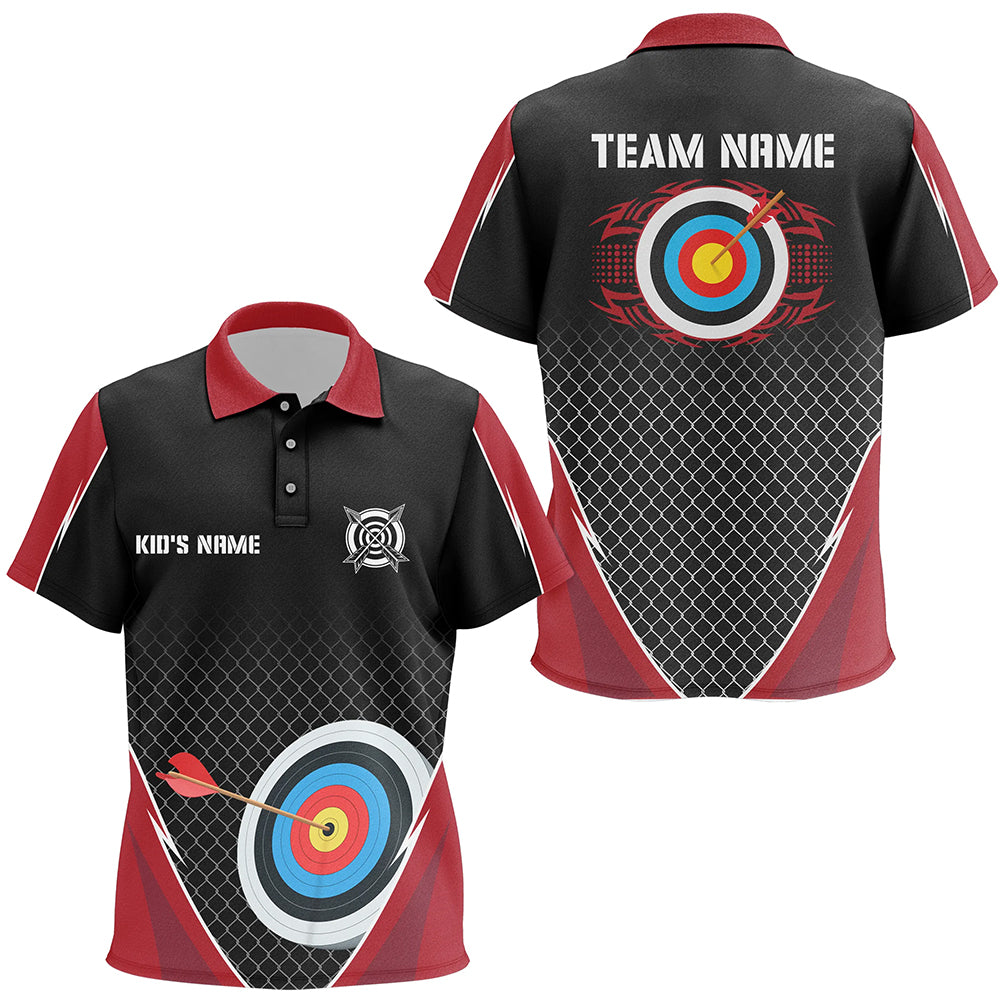 Personalized Net Pattern Target Archery 3D Polo Shirts For Kids, Custom Uniform For Team Archery VHM0554