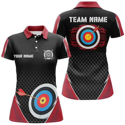 Personalized Net Pattern Target Archery 3D Polo Shirts For Women, Custom Uniform For Team Archery VHM0554