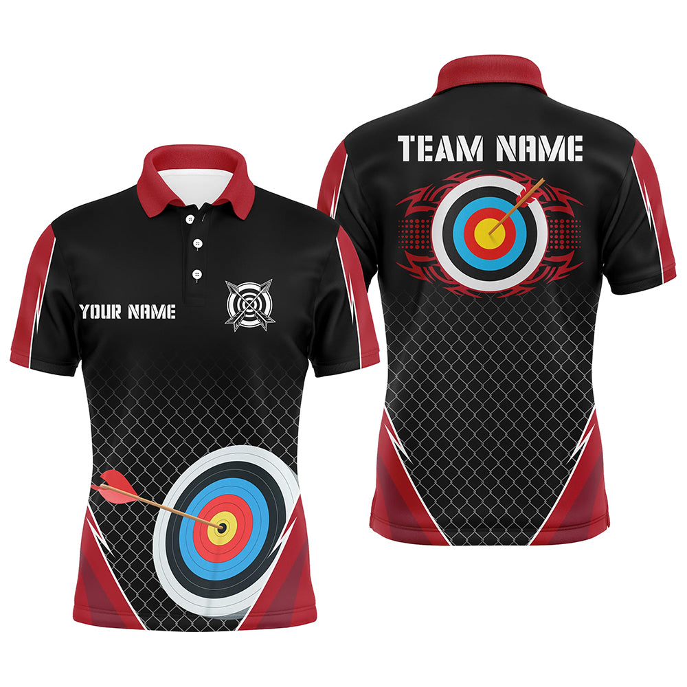 Personalized Net Pattern Target Archery 3D Polo Shirts For Men, Custom Uniform For Team Archery VHM0554