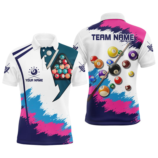 Personalized Colorful Billiard Shirts For Men Custom 3D Pool Balls Billiard 8 Ball Team Jerseys VHM1185